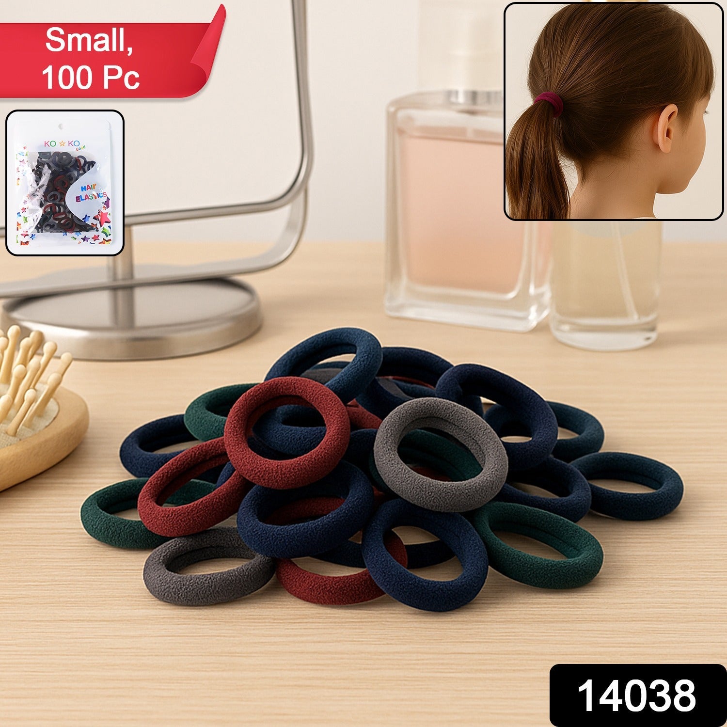 Small Hairbands Multicolour Rubber Bands (Pack of 100) | Calm & Curl - Side View