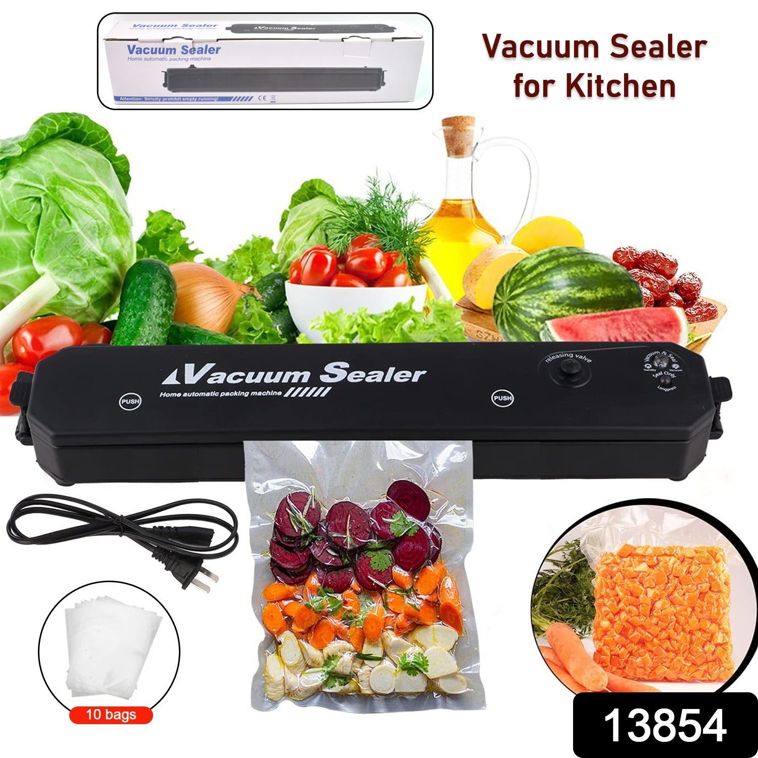 Vacuum Sealer Machine Automatic Food Preservation System | Tidy Table - Side View