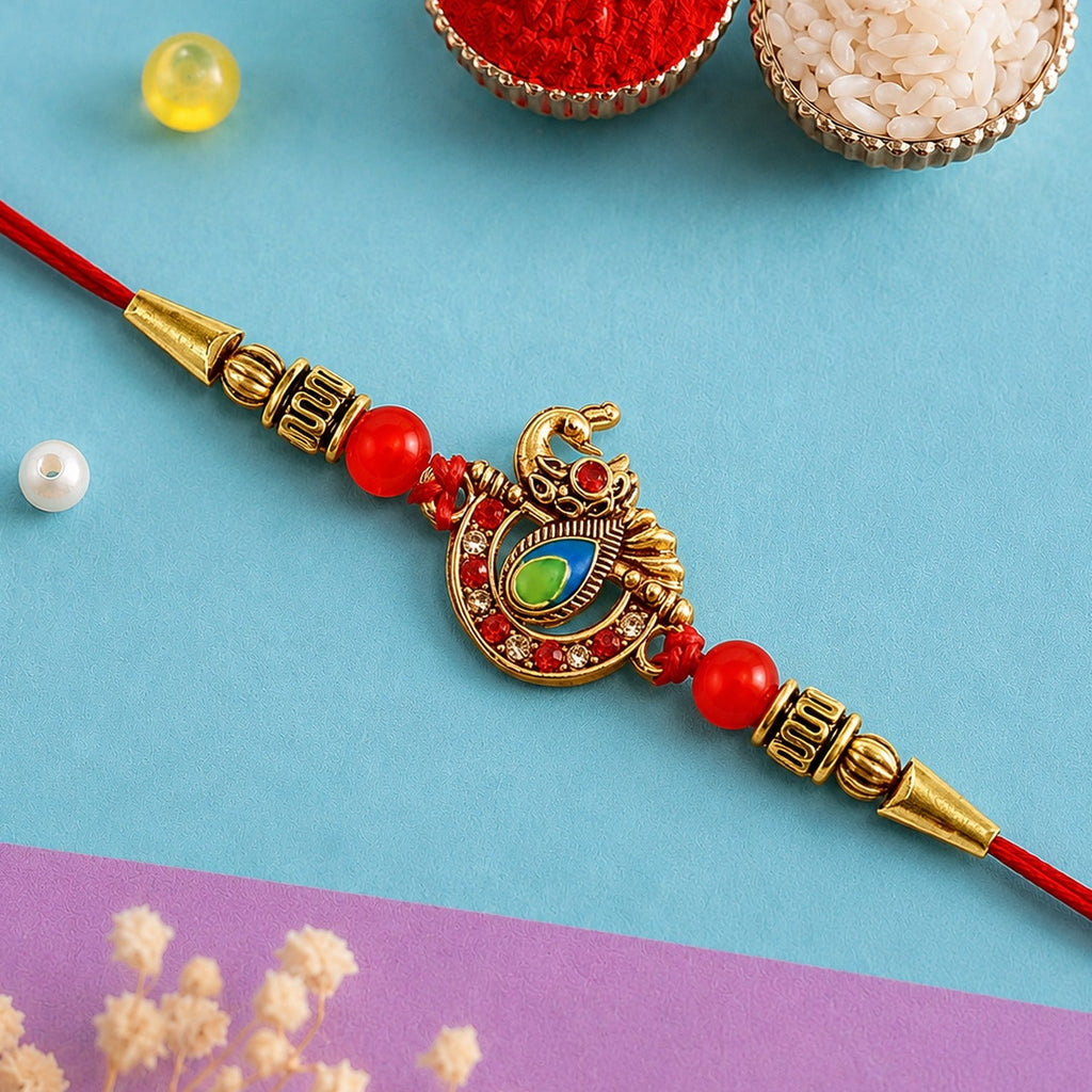 ALVENZA Stone Studded Rakhi – Elegant Raksha Bandhan Gift for Brother