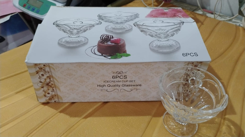 ALVENZA Glass Ice Cream Cups – Elegant Dessert Serving Set (6 Pcs) | Styleva