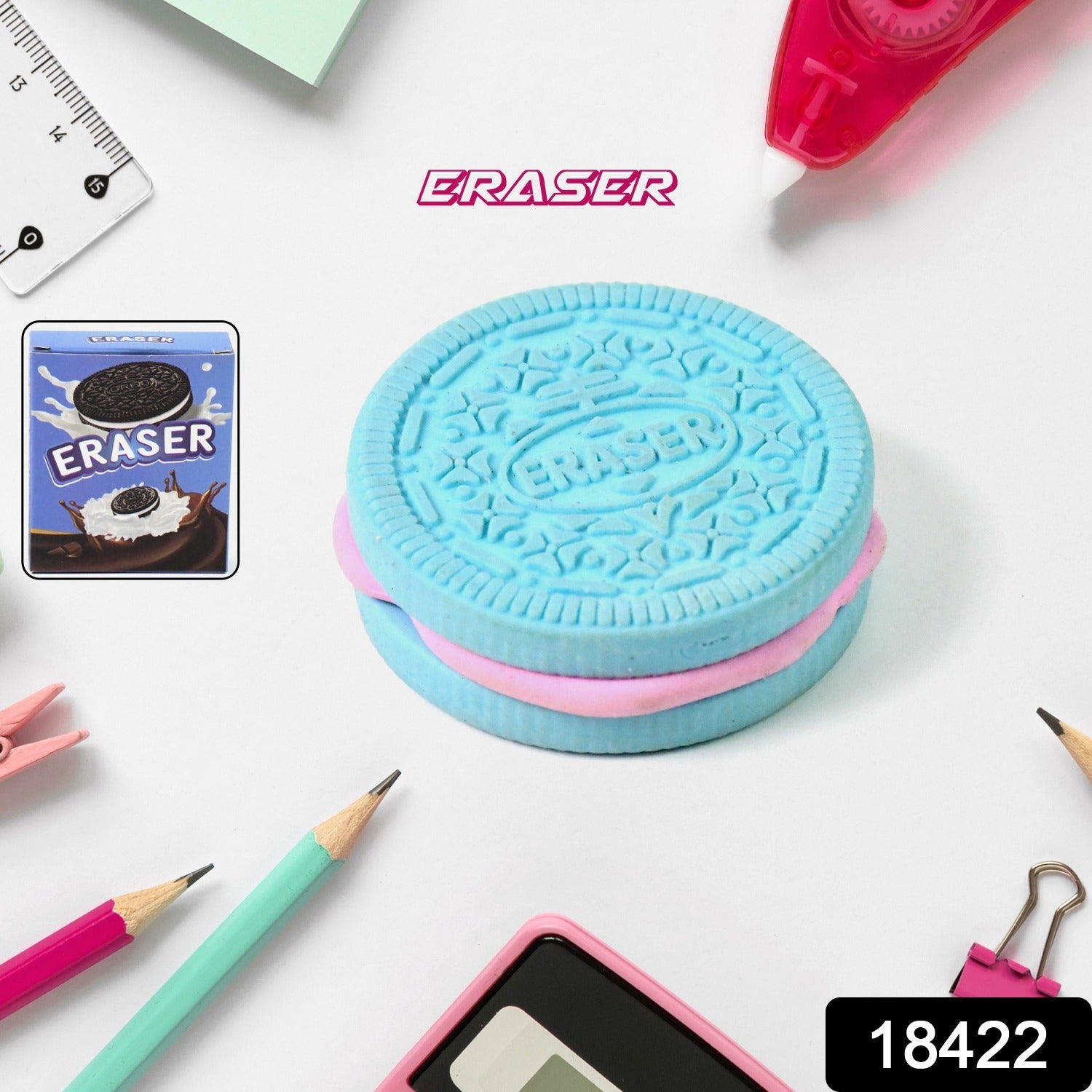 Biscuit Eraser Fun School Stationery & Return Gift | ScribbleJoy - Side View