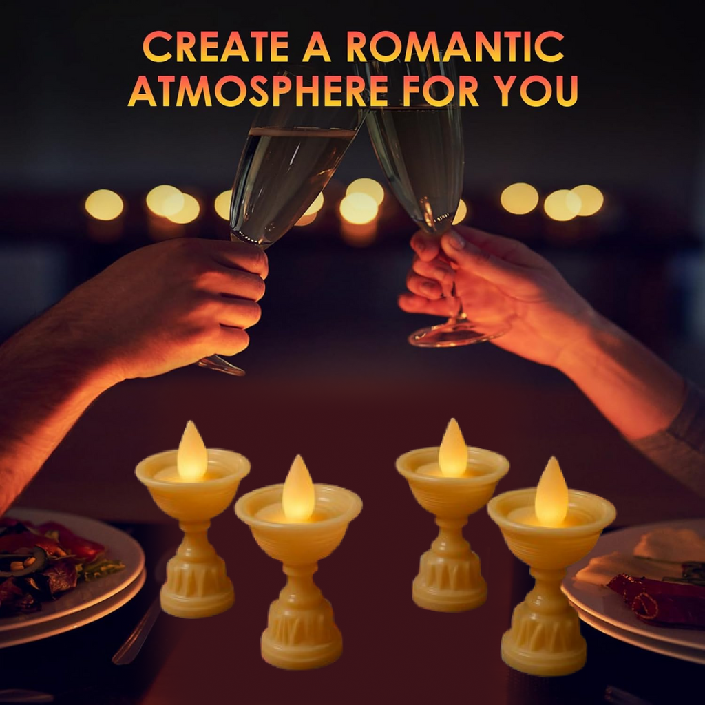 ALVENZA Water Sensor LED Diyas Set – Flameless White Decorative Lights