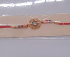 ALVENZA Kundan Rakhi - Traditional Antique Gold Finish with Multicolor Beads