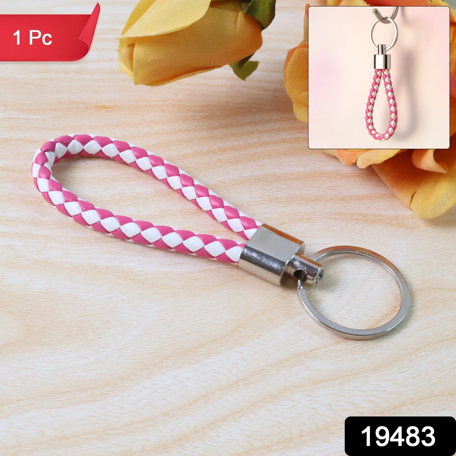 ALVENZA Braided Leather Keychain – Durable Metal Ring & Stylish Hand Strap