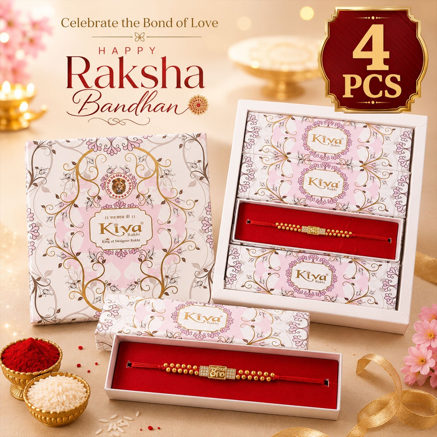 ALVENZA Stylish Brother Nameplate AD Stone Designer Rakhi with Gold Beads Gift
