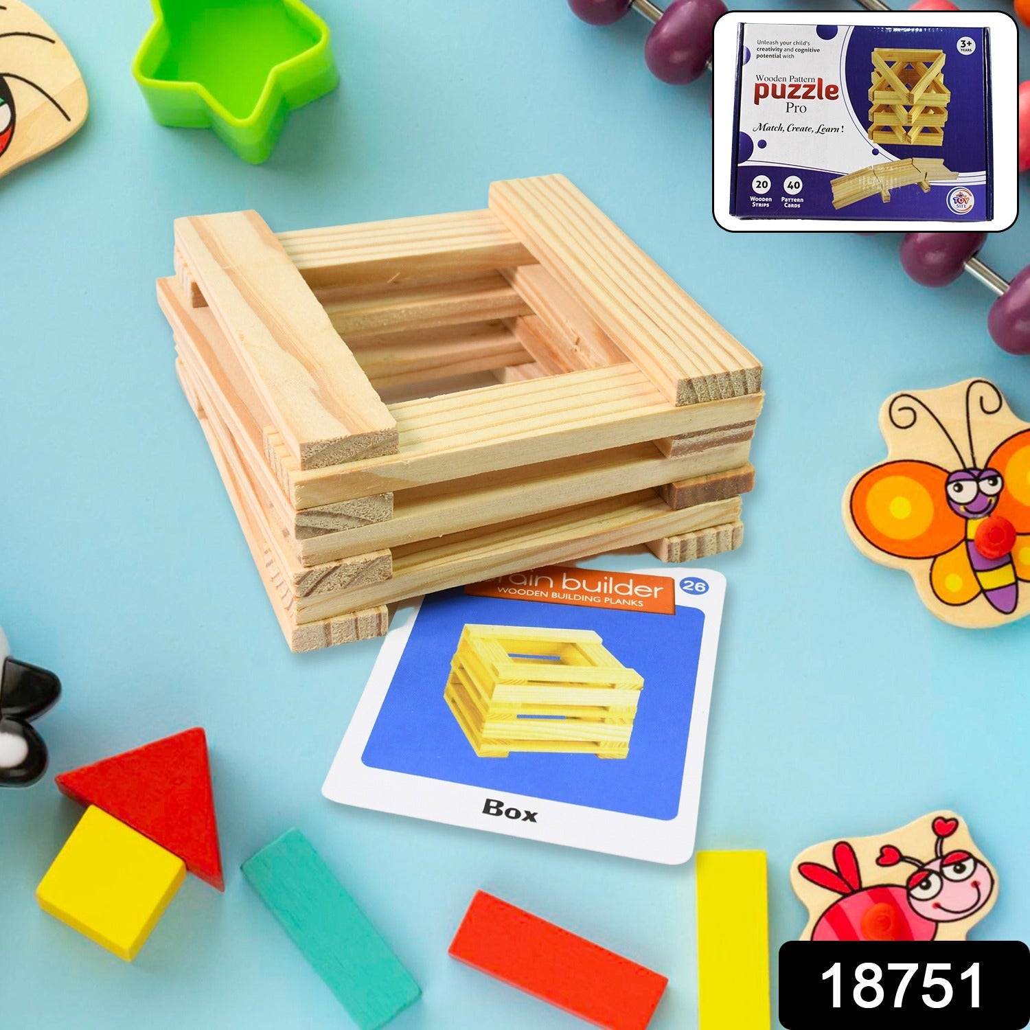 Wooden Pattern Puzzle Brain Game for Kids & Adults | Puzzle Vista - Side View