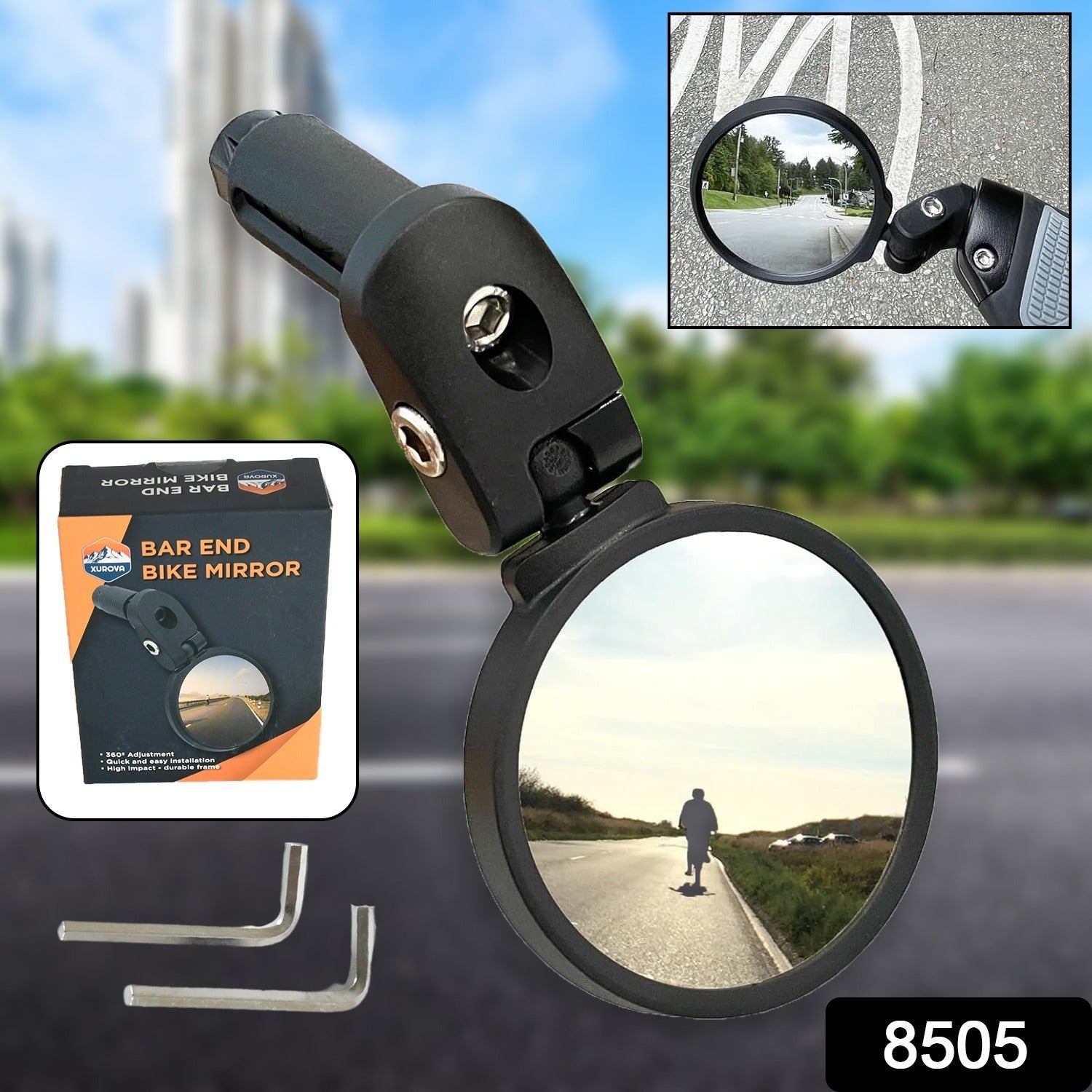ALVENZA Bar End Bike Mirror – Universal Fit, 360° Rotatable | RaceVault