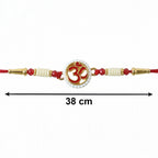 ALVENZA OM Symbol Pearl Frame Rakhi – Elegant Traditional Design for Raksha Bandhan