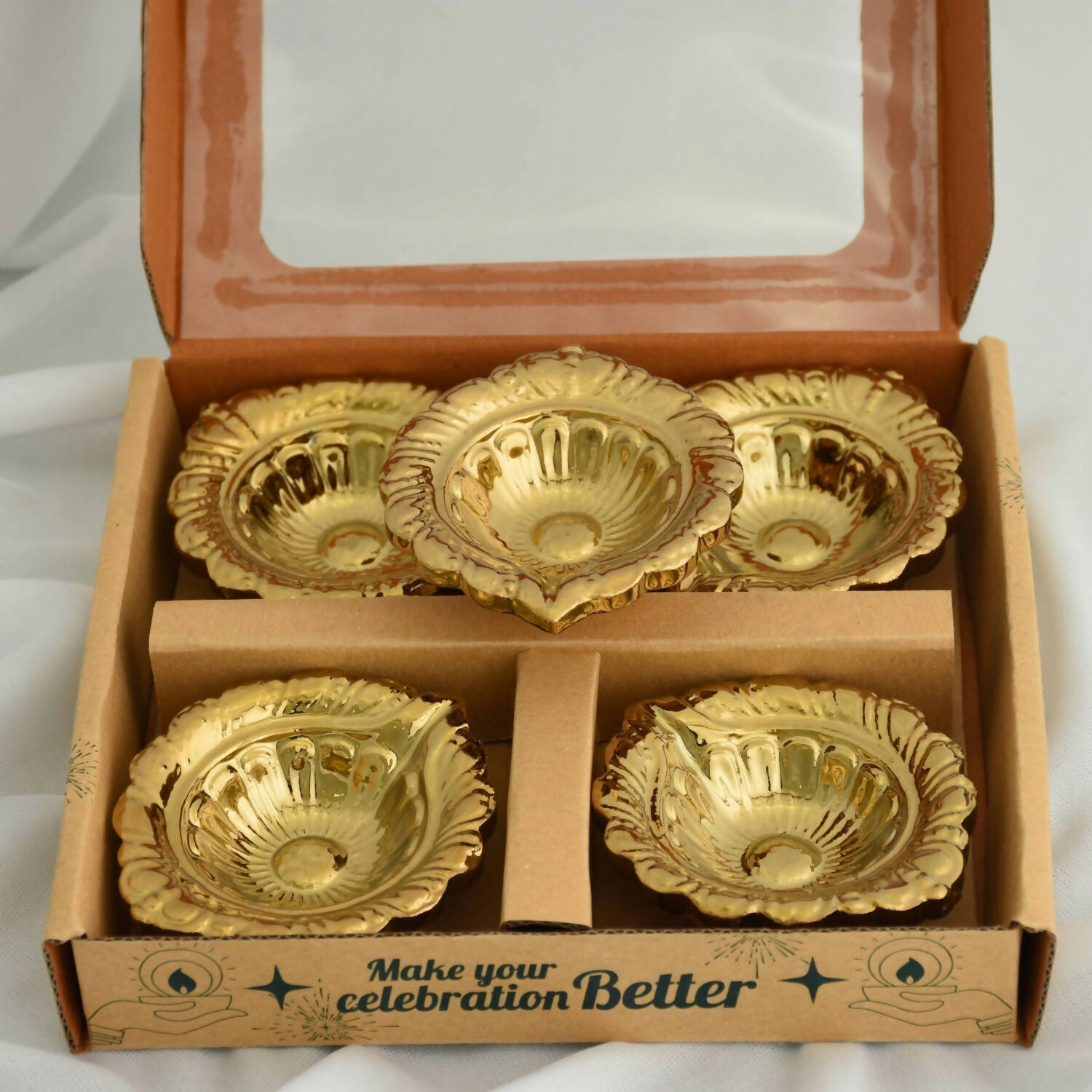 Decorative Ceramic Diya – Elegant Gold PVD Finish for Festive Decor