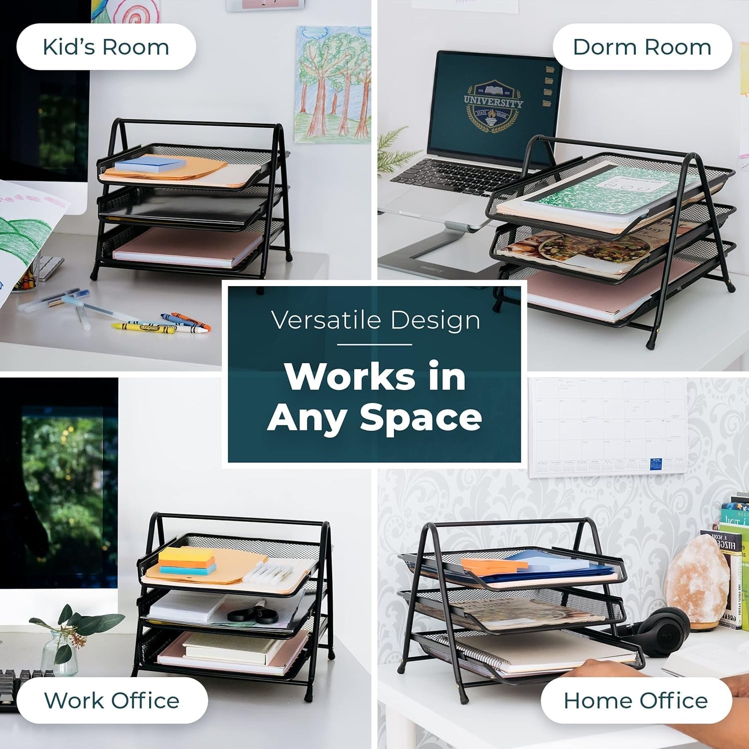 ALVENZA Organizer Rack – Durable 3-Tier Metal Storage for Office & Home