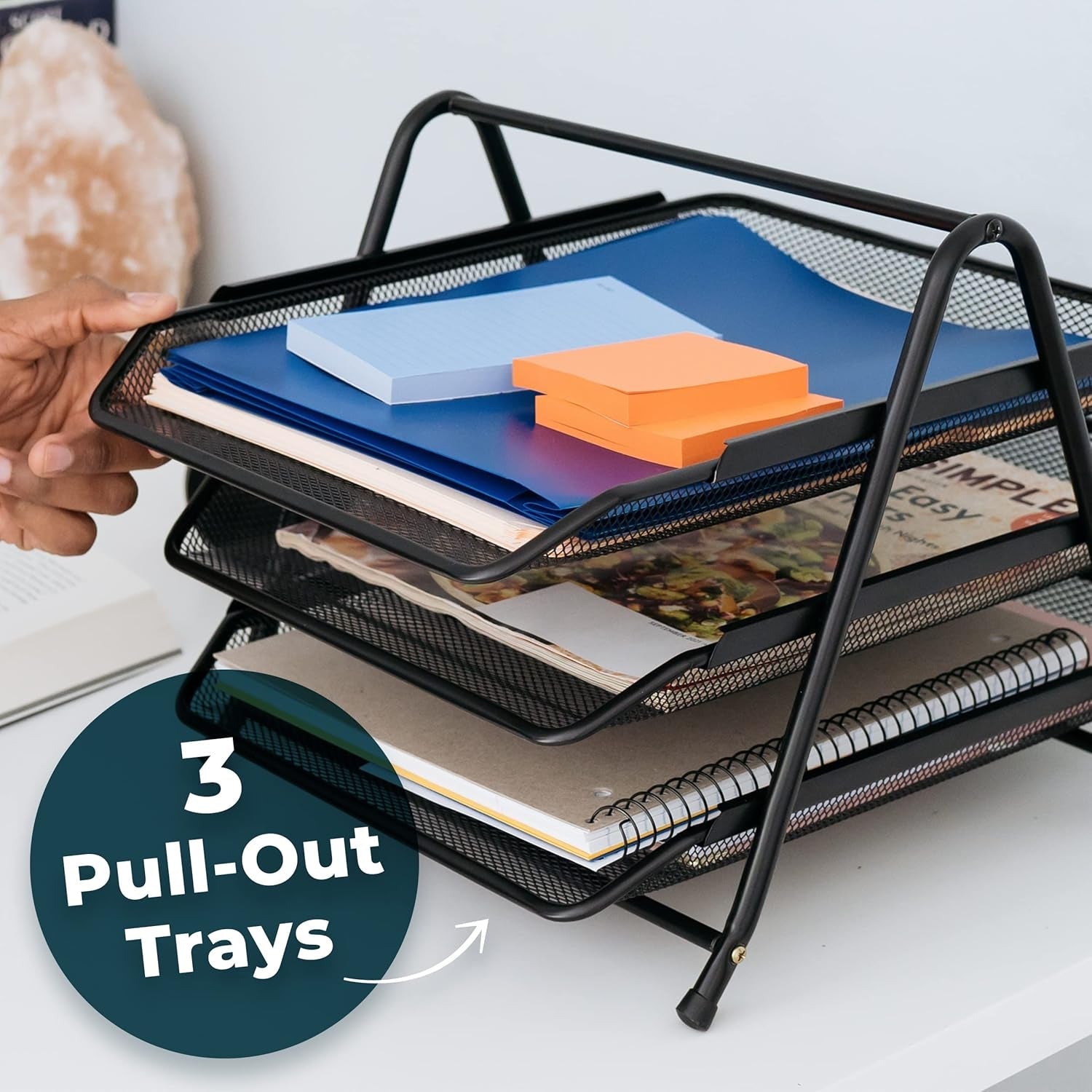 ALVENZA Organizer Rack – Durable 3-Tier Metal Storage for Office & Home