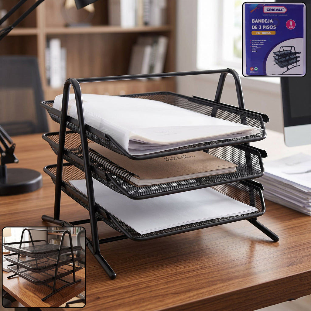 ALVENZA Organizer Rack – Durable 3-Tier Metal Storage for Office & Home