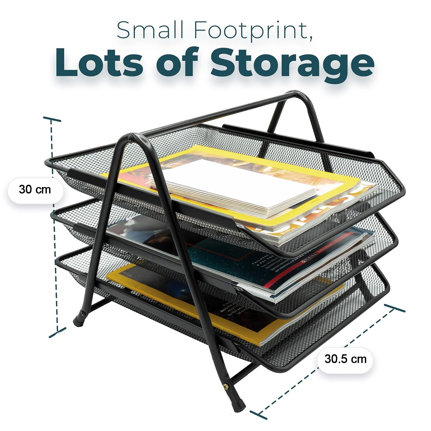 ALVENZA Organizer Rack – Durable 3-Tier Metal Storage for Office & Home