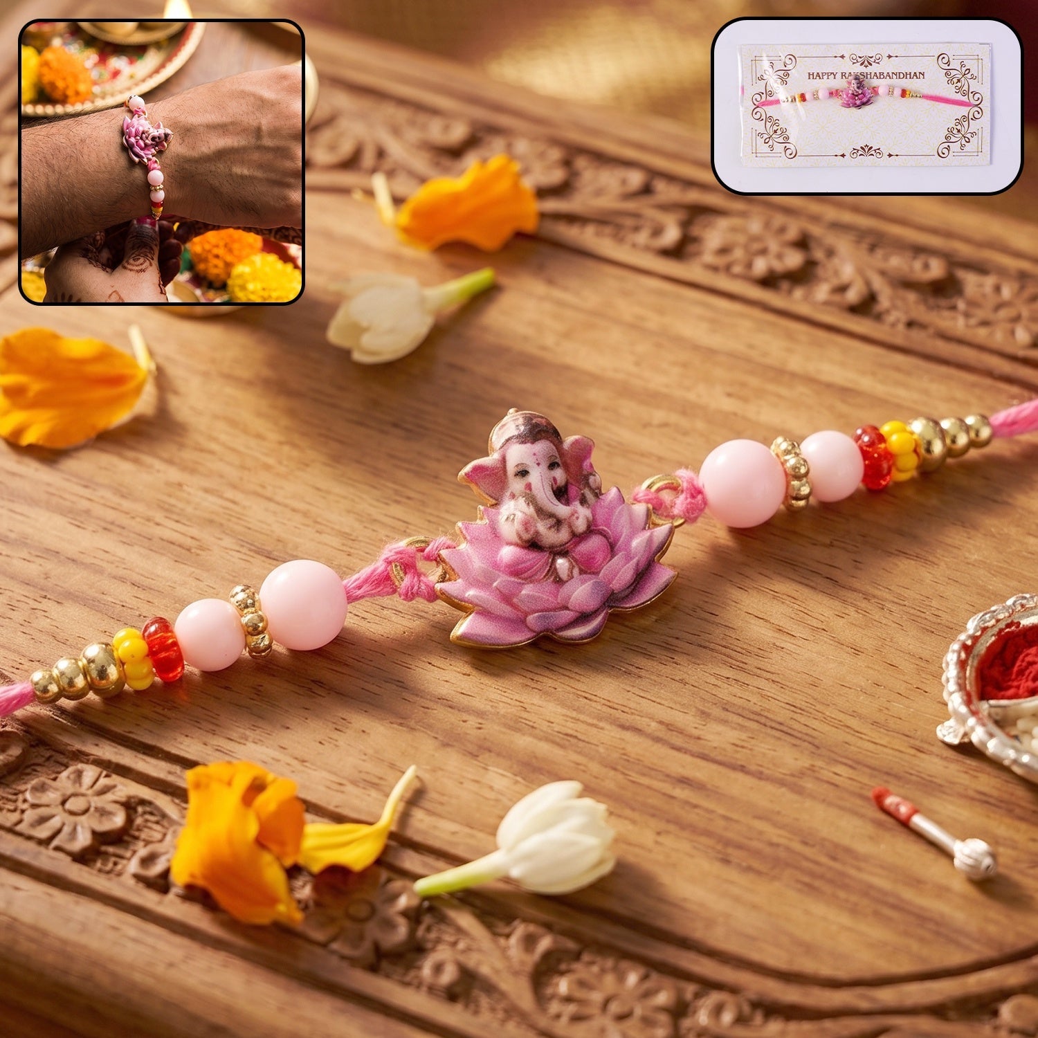 ALVENZA Lord Ganesha Rakhi – Divine Blessings & Elegant Design