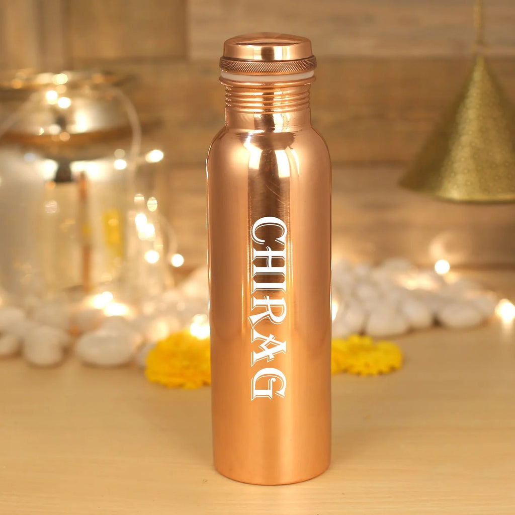 ALVENZA Copper Water Bottle with 2 Glasses – Stylish Leakproof Set