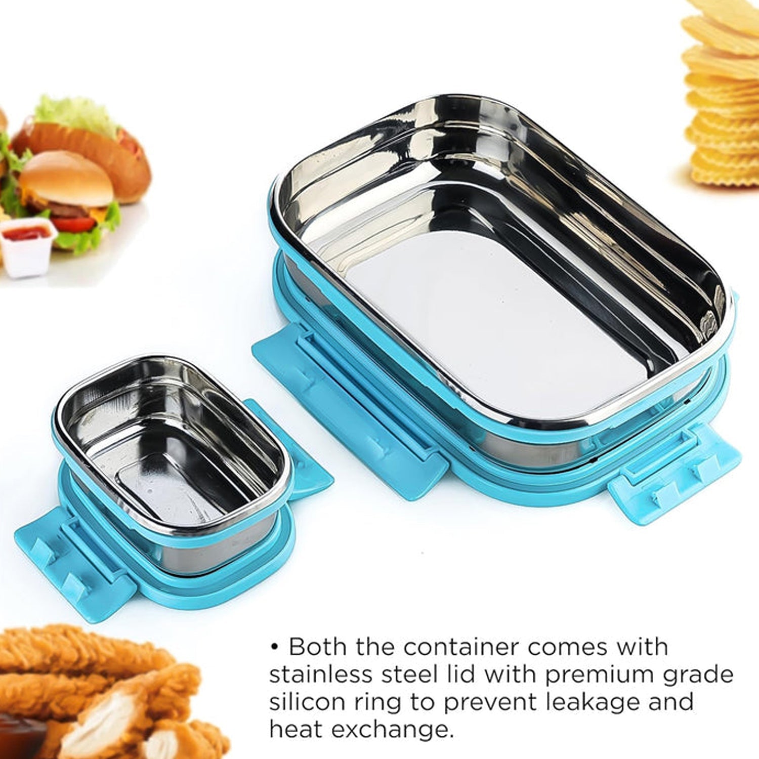 ALVENZA Stainless Steel Lunch Box – 2 Compartments & Spoon | CustomSpot
