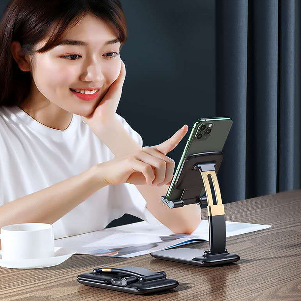 ALVENZA Foldable Phone Holder – Adjustable Desk Stand for Mobiles | PHOBIA