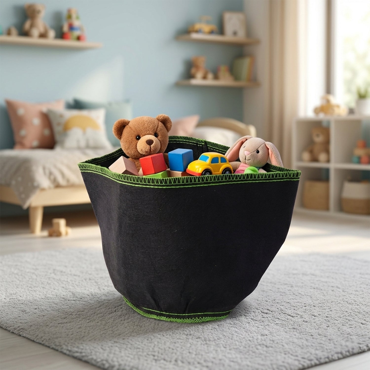 Small Foldable Fabric Storage Box Space-Saving Organizer - Back View