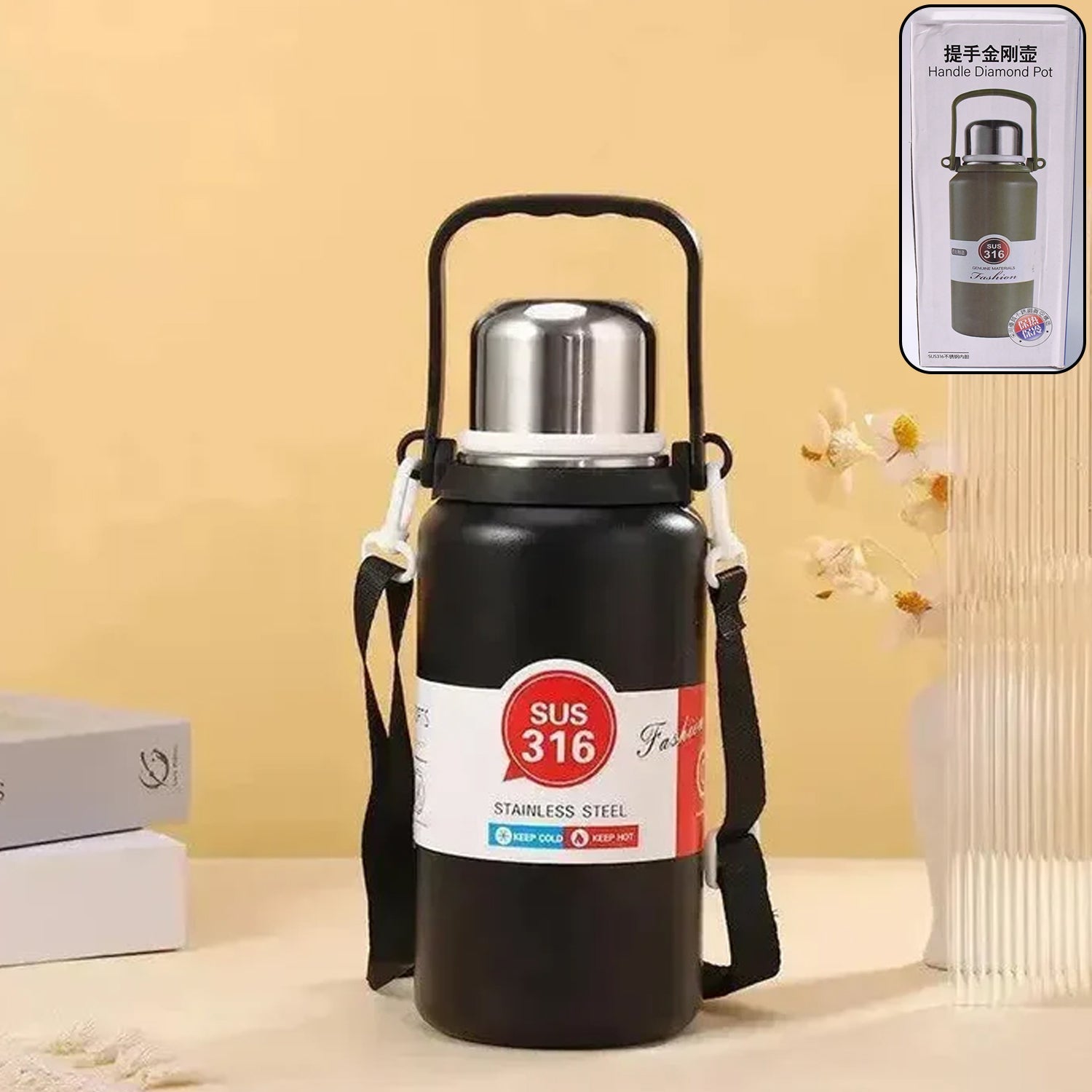 ALVENZA Insulated Stainless Steel Thermos Bottle – 24hr Hot & Cold