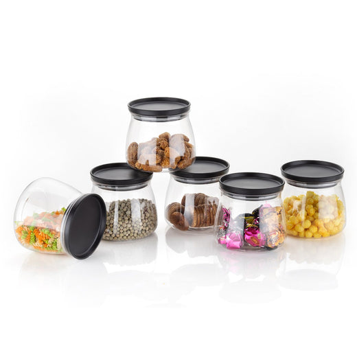ALVENZA Airtight Storage Jars – Matka Shape, 900ml Set of 6 | Velvet Wheels