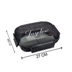 ALVENZA 4 Compartment Lunch Box – Stainless Steel & Transparent | CustomSpot