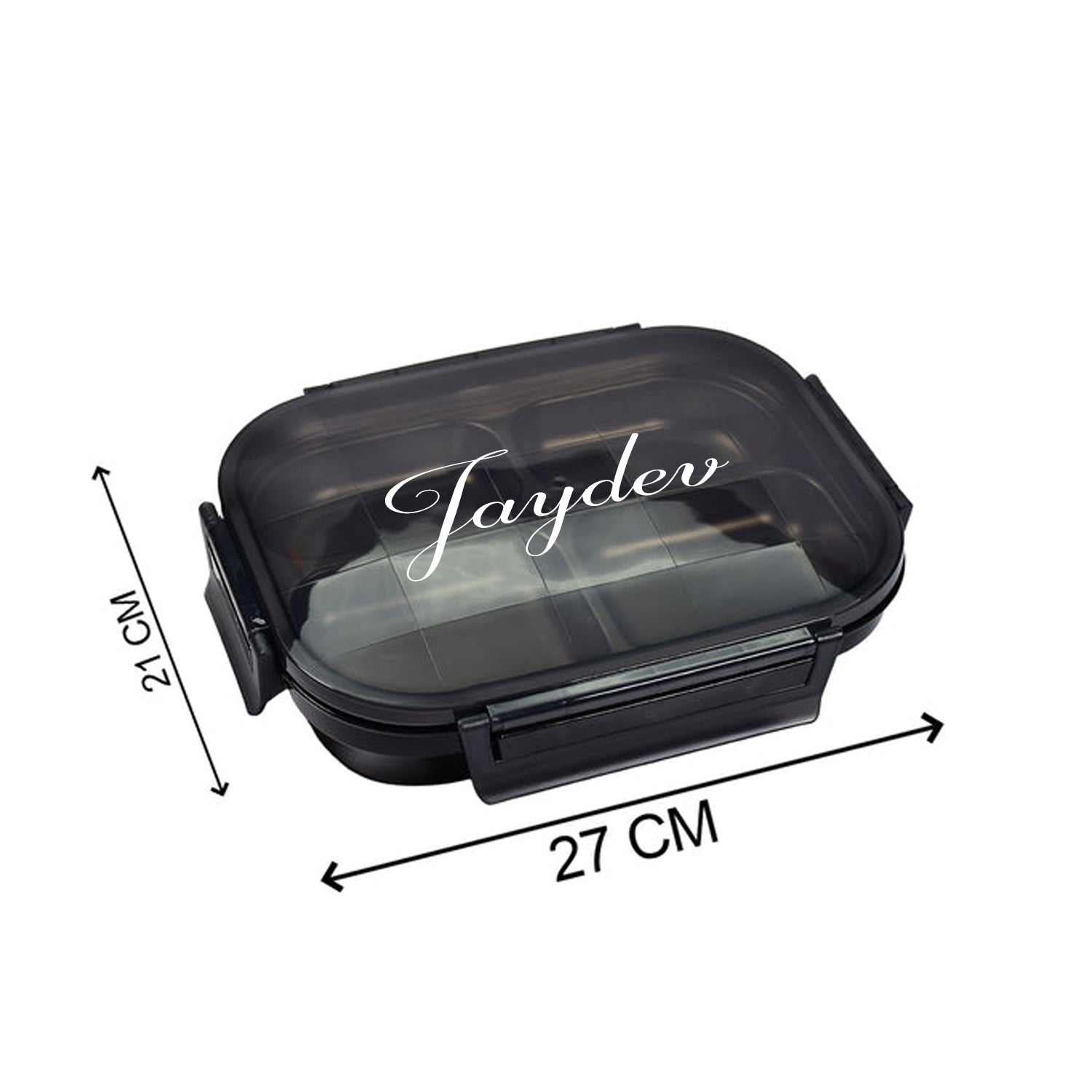 ALVENZA 4 Compartment Lunch Box – Stainless Steel & Transparent | CustomSpot