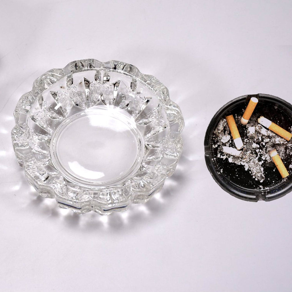 Crystal Glass Ashtray Round Cigar & Cigarette | Styleva - Detail View 5