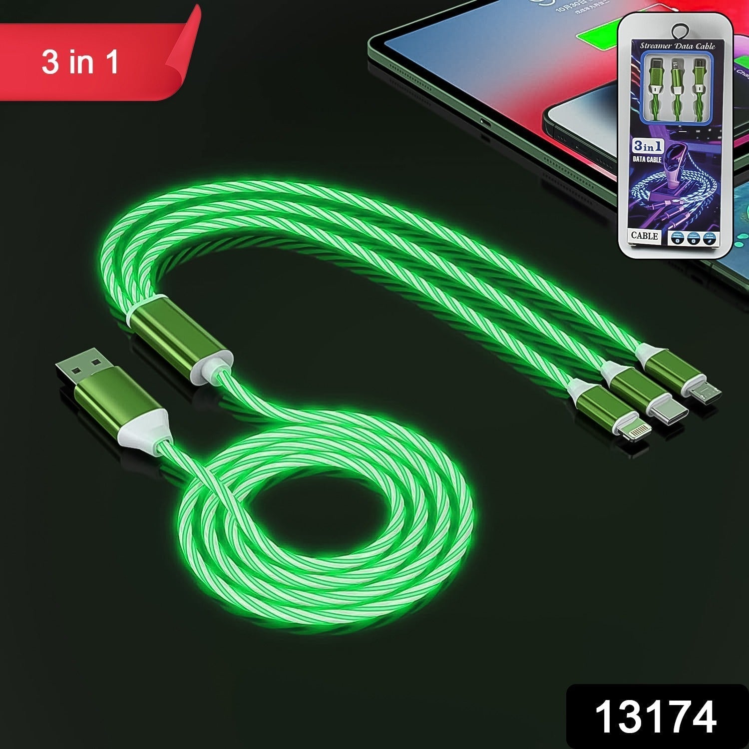 ALVENZA 3-in-1 Charging Cable – LED Fast Charger for Multi-Devices | Gambit