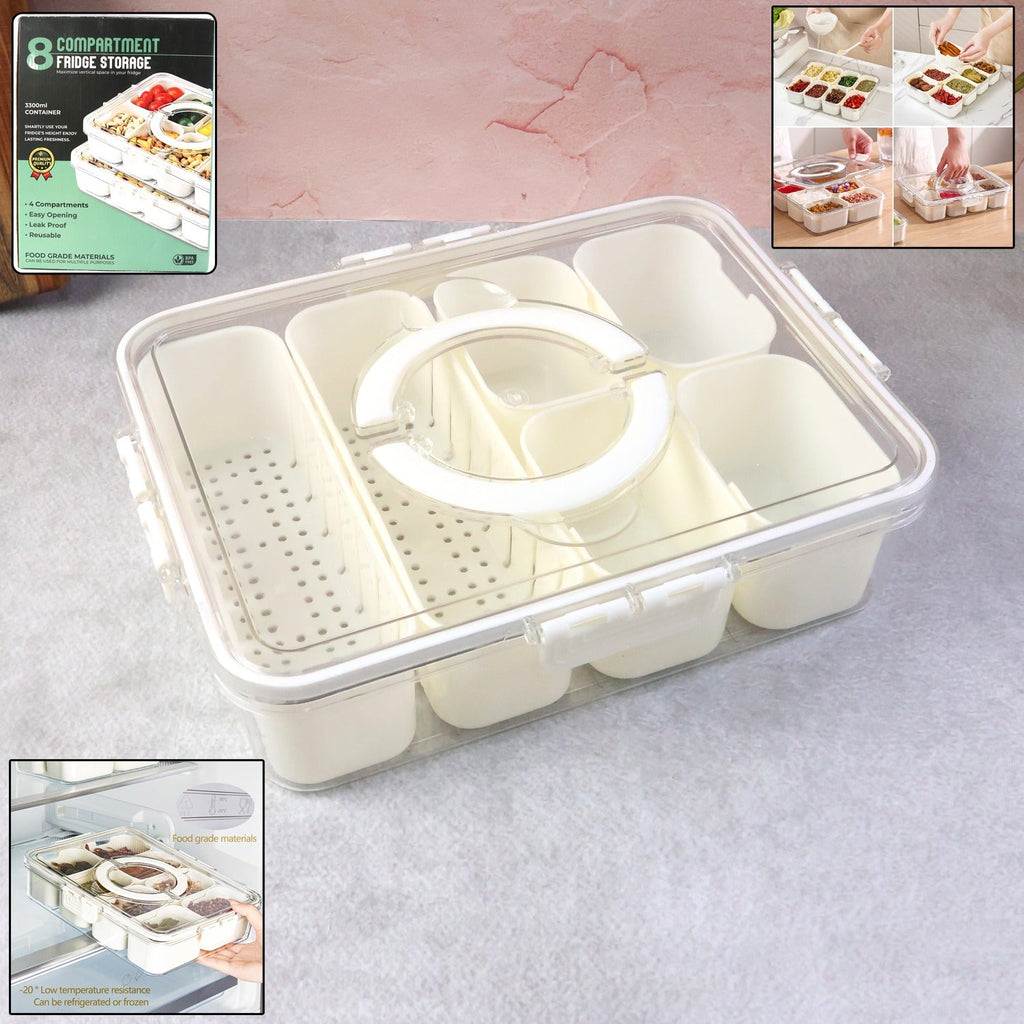 ALVENZA 6-Compartment Fridge Storage Box – Leak-Proof, Space-Saving Organizer
