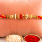 ALVENZA Beautiful Pearl Bead Rakhi with Soft Festive Shades and Elegant Designer Look