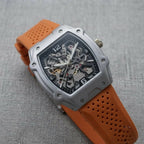 Premium Silver Dial Men's Watch With Silicone Strap For Trendy Casual Style