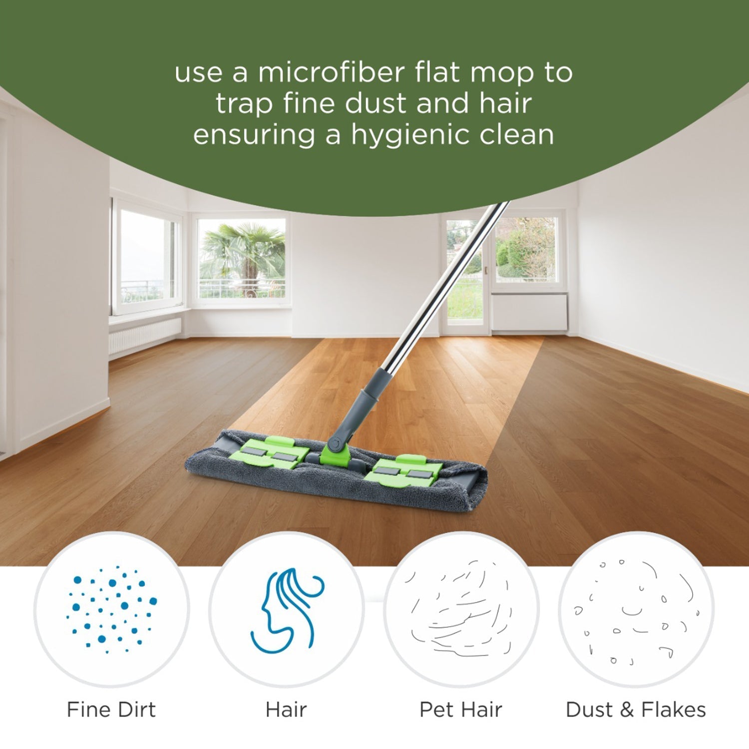 ALVENZA Microfiber Flat Mop – Wet & Dry, 360° Rotating Head | Ganesh