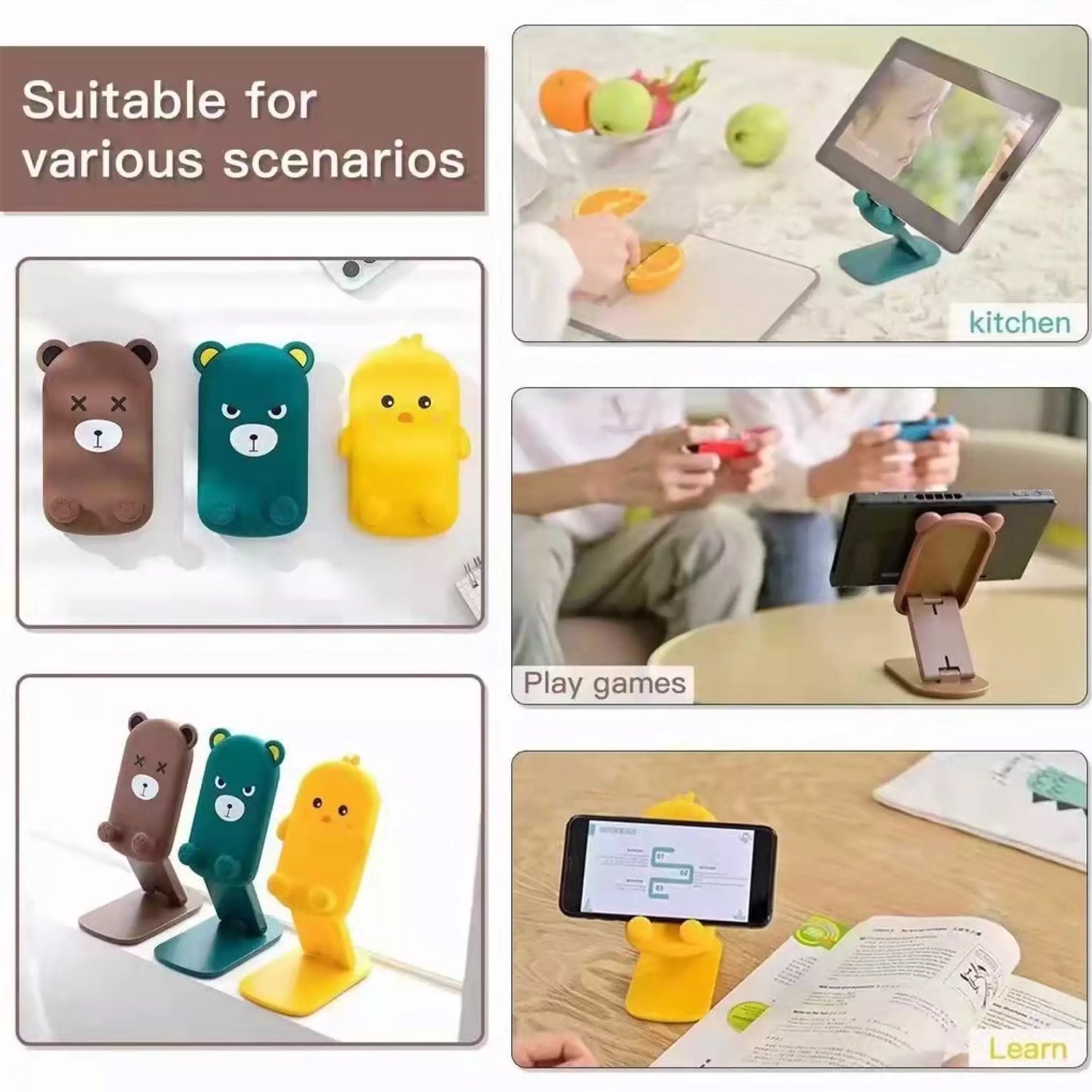 ALVENZA Mobile Stand – Cute Cartoon Adjustable Foldable for Phones & Tablets | PHOBIA