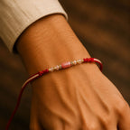 ALVENZA Sparkling Pearl Stone Rakhi with Colorful Thread and Premium Festive Beauty