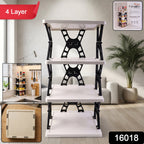 Multipurpose Foldable 4 Layer Storage Rack Space Saving Organizer - Front View
