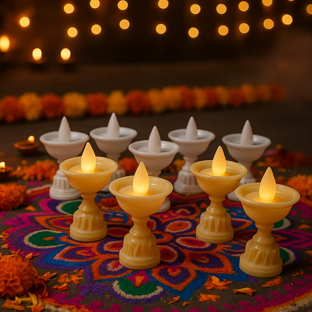 ALVENZA Water Sensor LED Diyas Set – Flameless White Decorative Lights