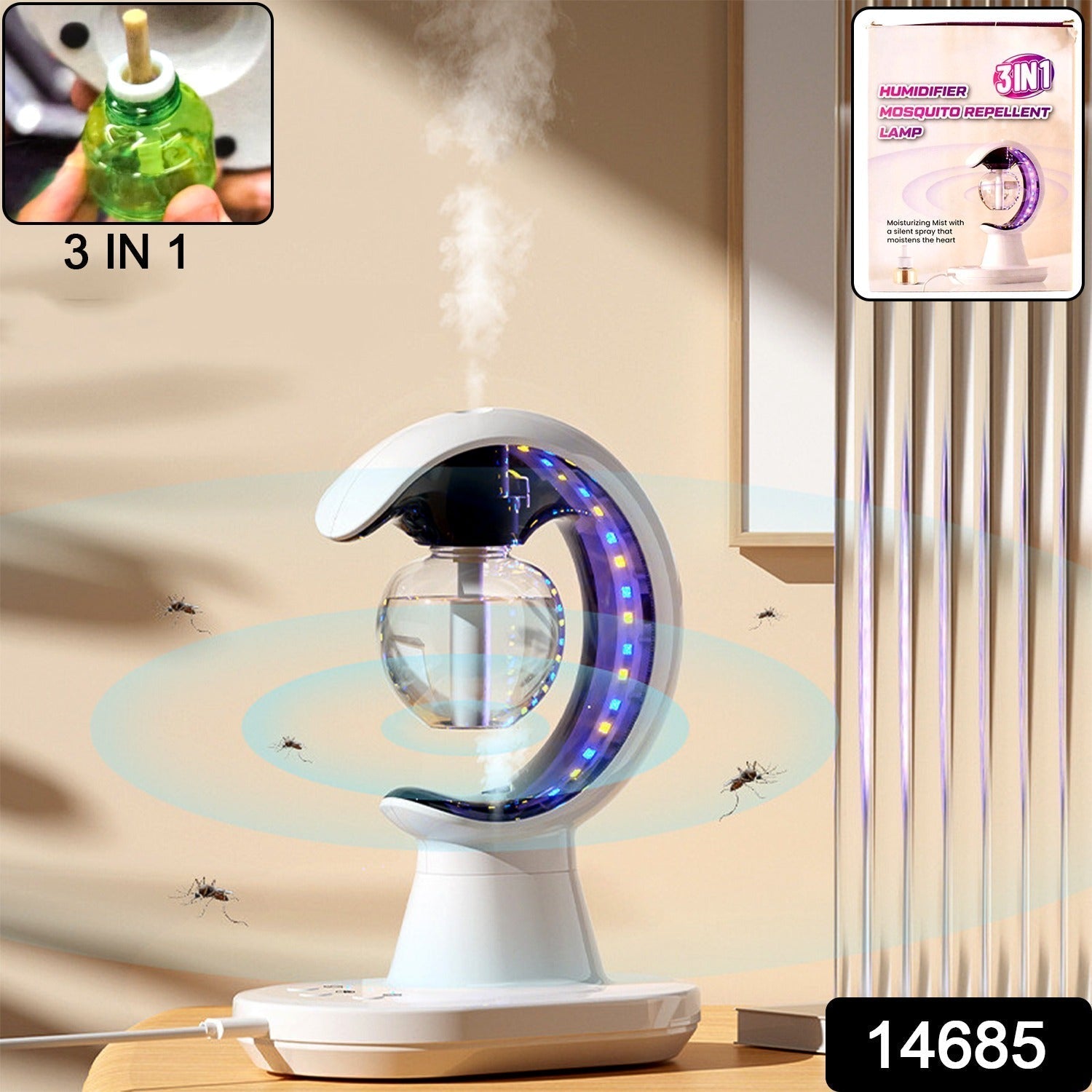 ALVENZA 3-in-1 Humidifier Lamp – LED Light & Mosquito Repellent