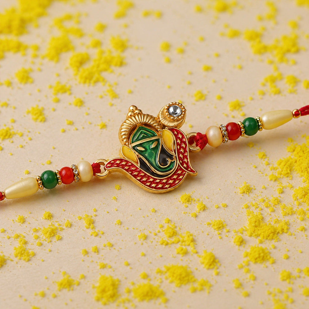 ALVENZA Ganpati Rakhi – Elegant Traditional Thread for Brother