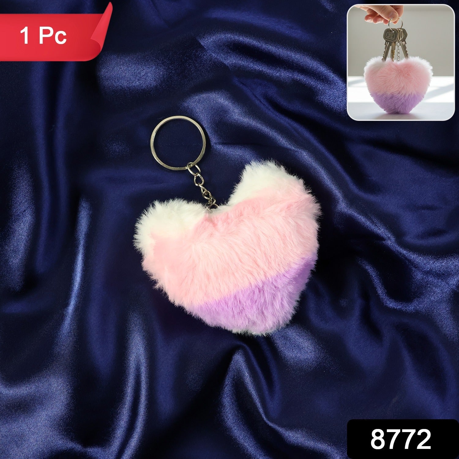 ALVENZA Plush Heart Keychain – Soft & Durable Pink Purple Accessory