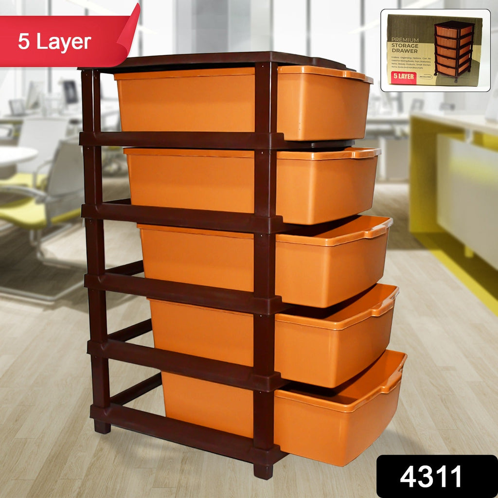 ALVENZA Plastic Home Storage Organizer – 5-Layer Large Modular Drawer