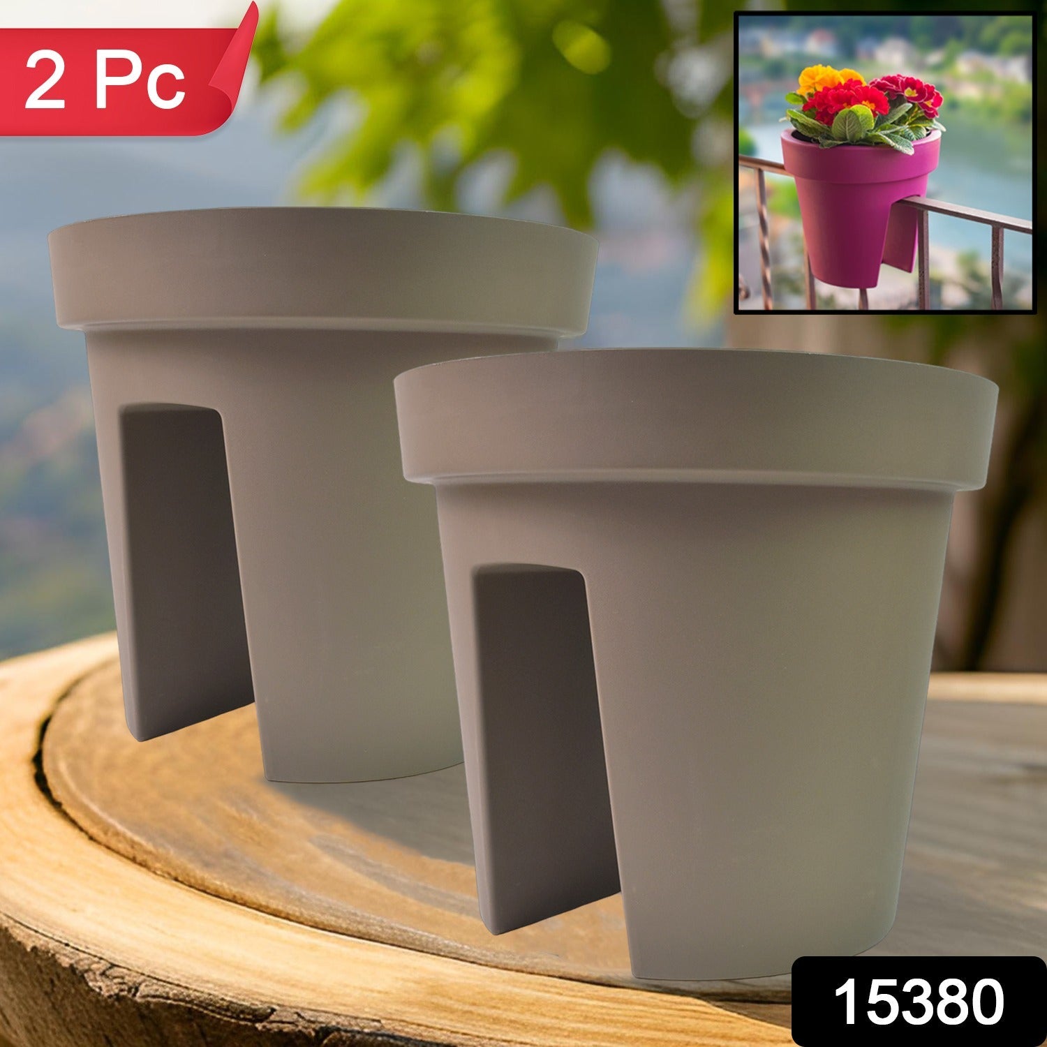 ALVENZA Balcony Flower Pot Holder – Durable 2 Pc Set | Plant Edge