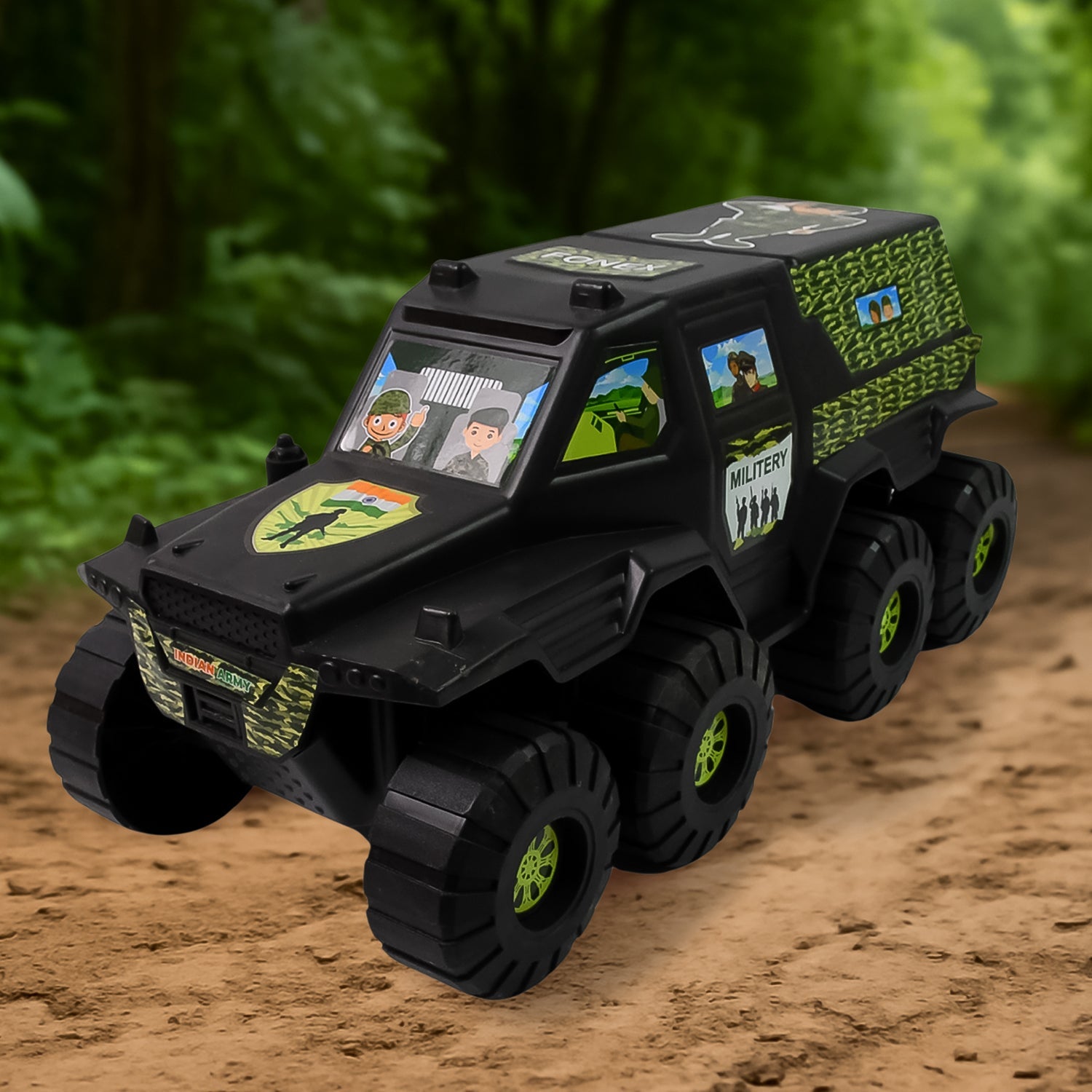 Military Toy Car 8-Wheel Plastic Army Vehicle