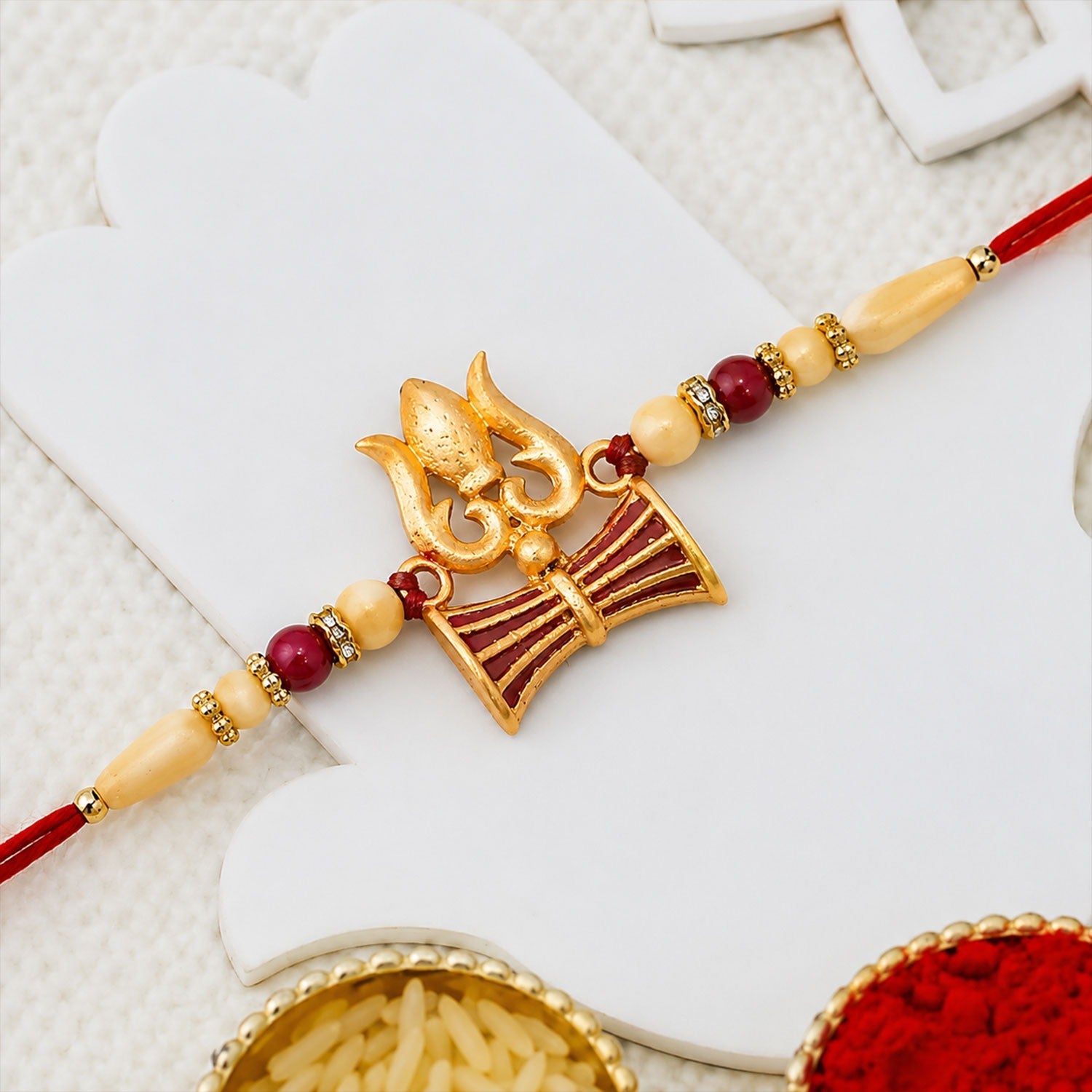 ALVENZA Shiva Trishul Rakhi – Handcrafted Spiritual Protection for Brother