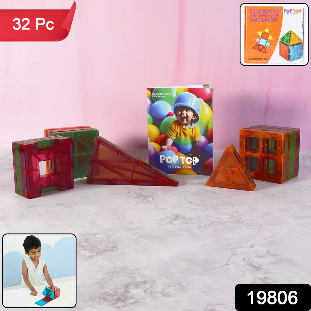 ALVENZA Magnetic Building Tiles – 32-Piece STEM Learning Toy Set