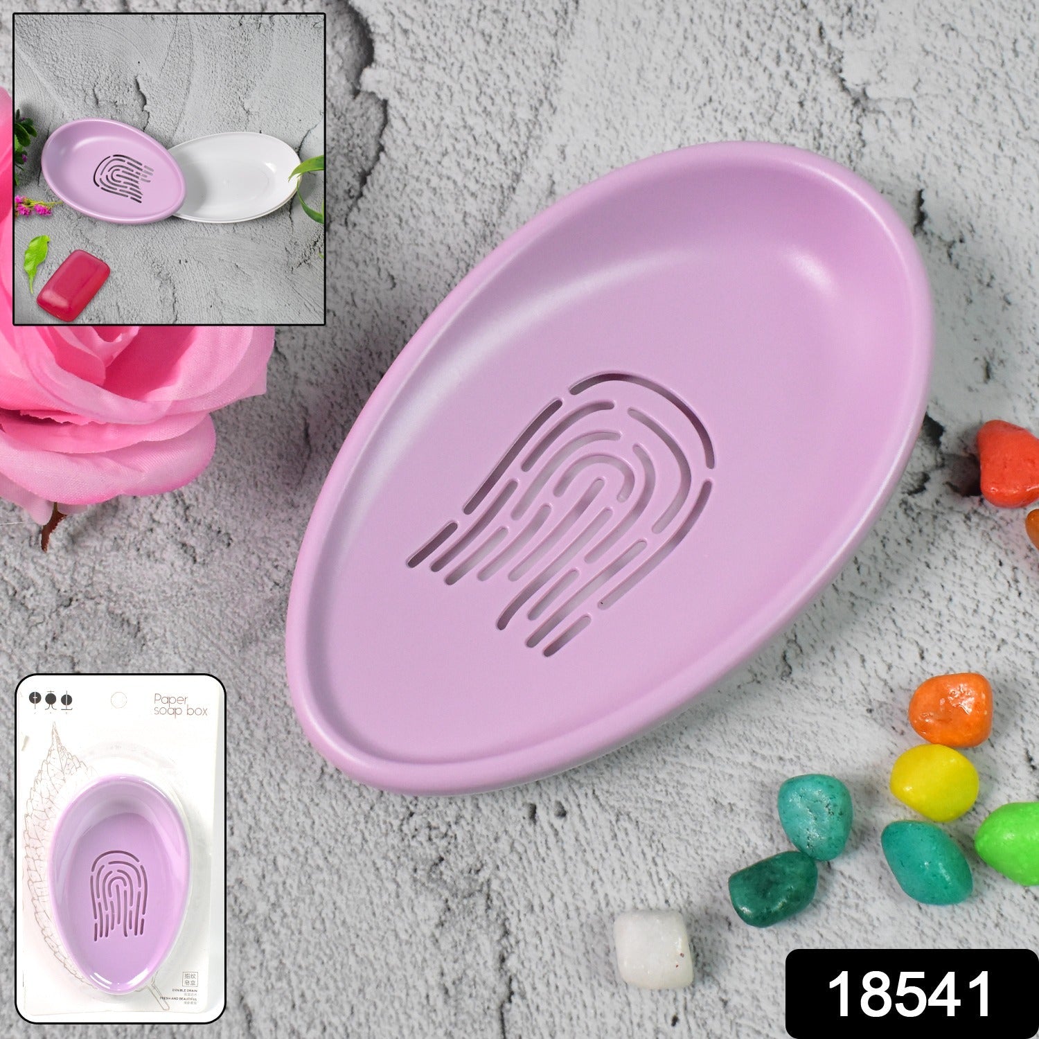 Soap Dish with Drain Double-Layer Self-Draining | VelvetBubbles - Side View