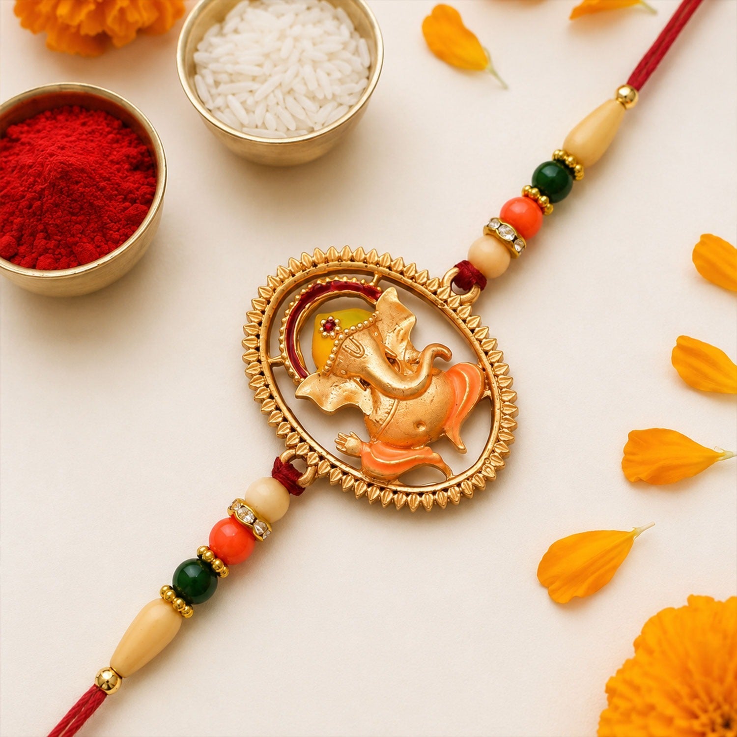 ALVENZA Ganesha Rakhi - Auspicious Designer Thread for Brother