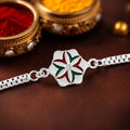 ALVENZA Silver Chain Rakhi - Elegant Flower Design for Brother