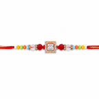 ALVENZA Multicolour Crystal Square Solitaire AD Stone Designer Rakhi for Brother