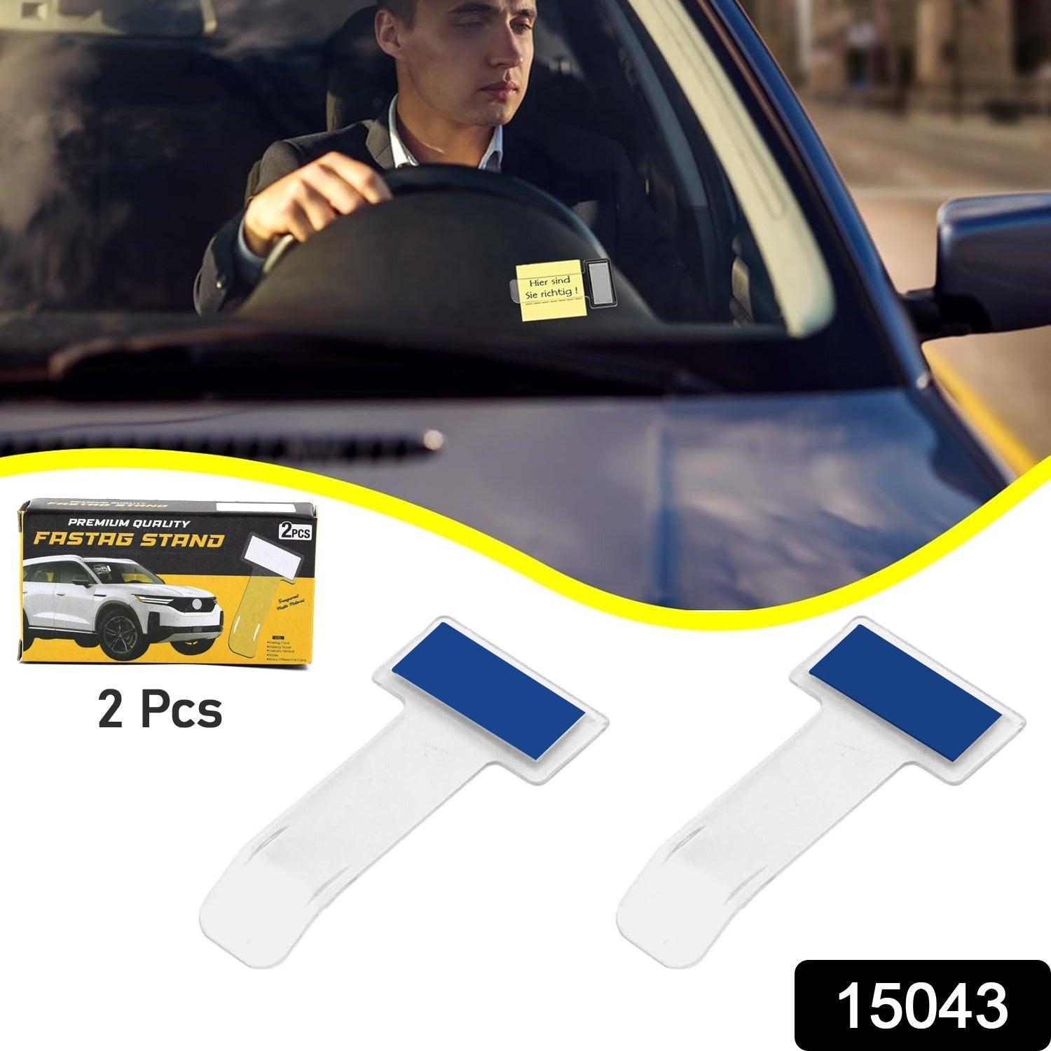 ALVENZA Fastag Holder for Car – Transparent Windscreen Card Stand (2 Pack) | Velvet Wheels