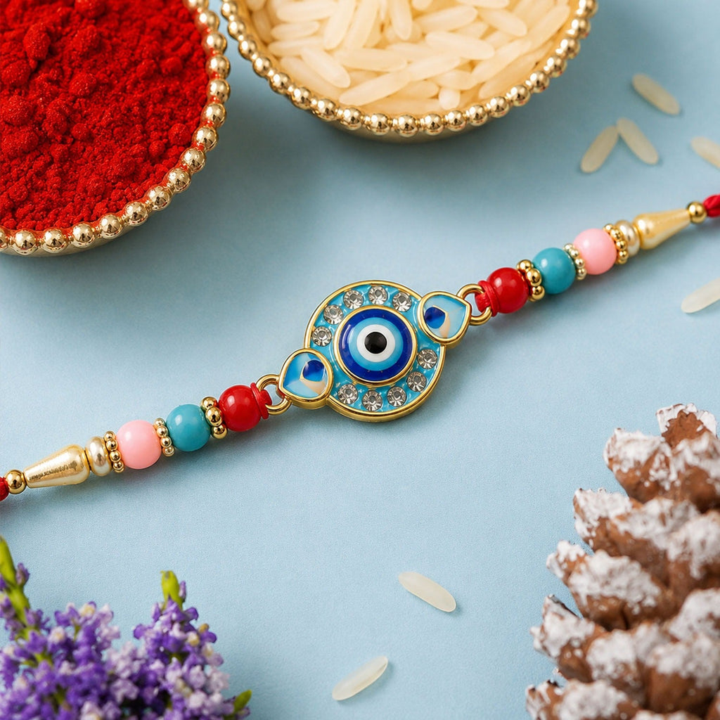 ALVENZA Evil Eye Rakhi – Protection & Vibrant Beads for Sibling Bond